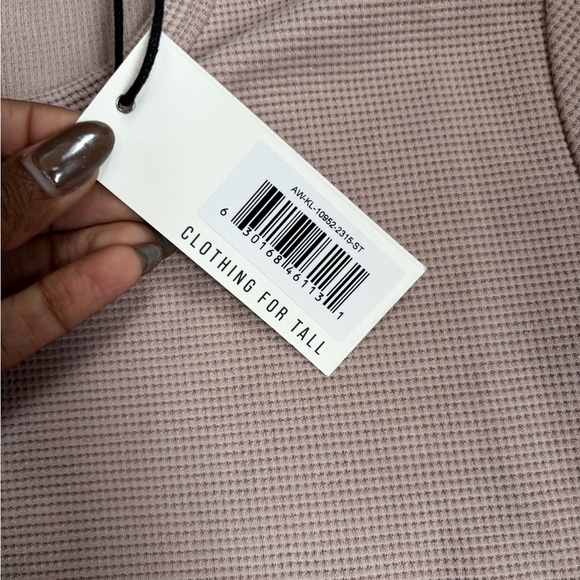 American Tall Cropped Long Sleeve Waffle Shirt for Tall Women DESERT ROSE Size S - Picture 12 of 13